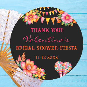 Pink Floral Fiesta Bridal Shower Thank You Classic Round Sticker