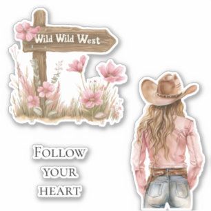 Pink Floral Floral Blond Girl Wild West