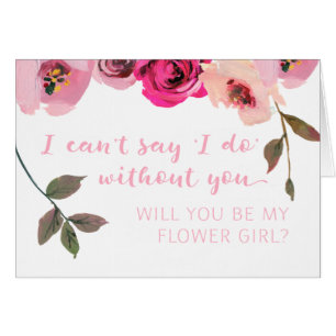 Pink Floral Flower Girl Wedding Proposal Card