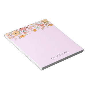 Pink Floral Flower gradient Personalised name Notepad