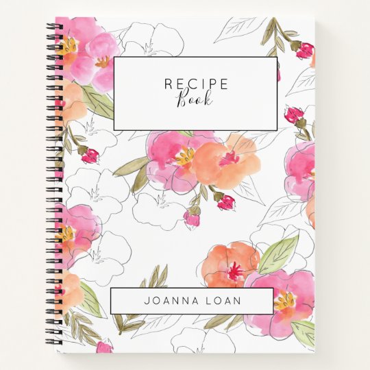 Pink floral flower recipe book cook book | Zazzle.com.au