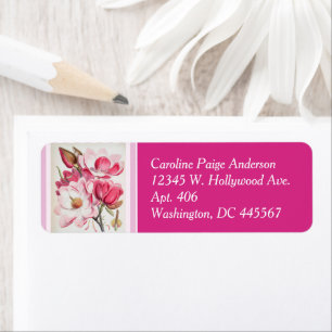 Pink Floral Flower Stripe Pretty Garden Botanical  Return Address Label