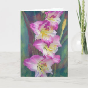 Pink Floral Flowers Gladiolus Art Note Card