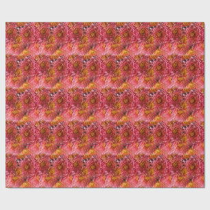 pink floral flowers wrapping paper