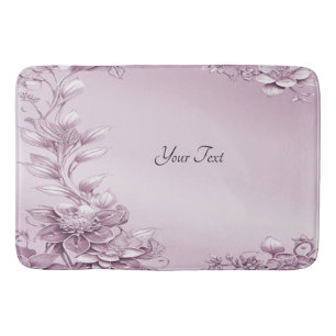 Pink Floral Foliage Bath Mat
