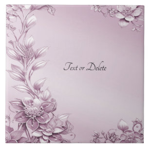 Pink Floral Foliage Ceramic Tile