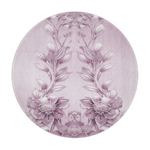 Pink Floral Foliage Cutting Board