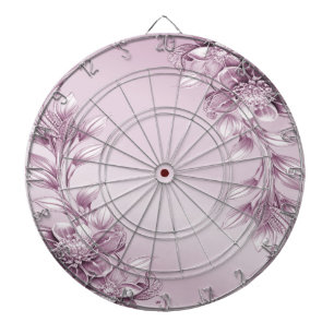 Pink Floral Foliage Dartboard