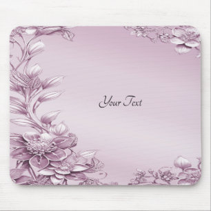 Pink Floral Foliage Mousepad