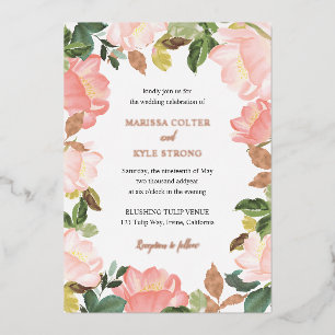 Pink Floral Frame Elegant Wedding