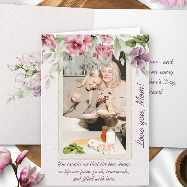Pink Floral Frame Farm-Fresh Photo Mother's Day Card (Creator Uploaded)