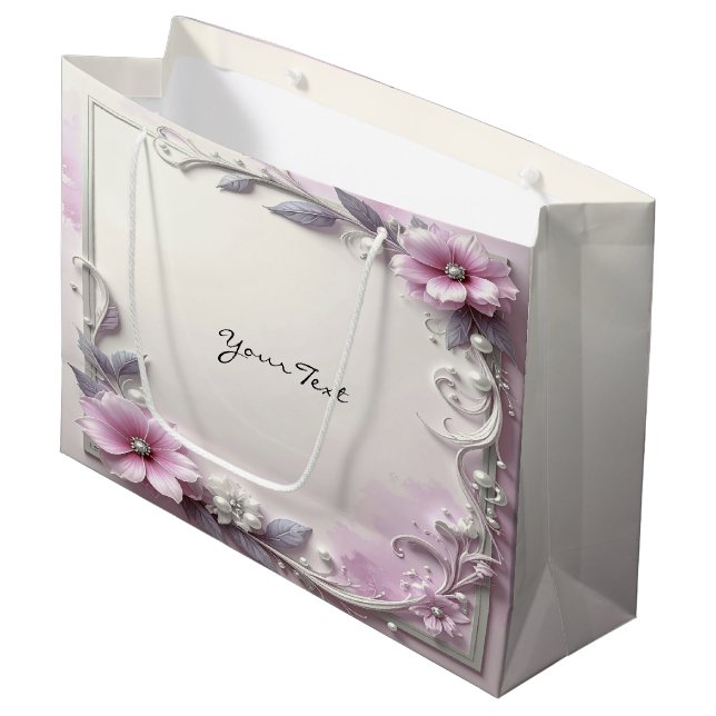 Pink Floral Frame Gift Bag (Front Angled)