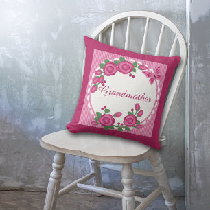 Pink Floral Frame Grandmother Cushion