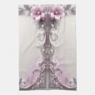 Pink Floral Frame Kitchen Towel