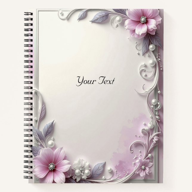 Pink Floral Frame Notebook (Front)