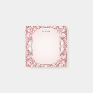 Pink Floral Frame Post it Notes