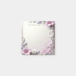 Pink Floral Frame Post it Notes