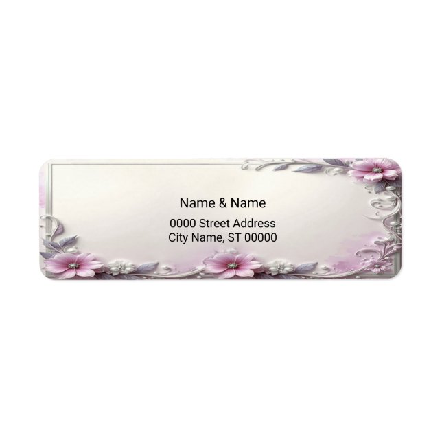 Pink Floral Frame Return Address Label (Front)