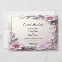 Pink Floral Frame Save The Date
