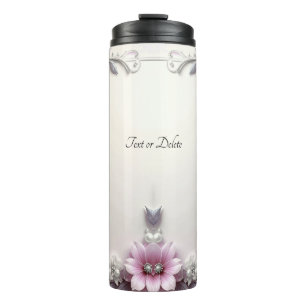 Pink Floral Frame Thermal Tumbler