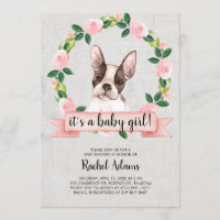 Pink Floral French Bull Dog Baby Shower