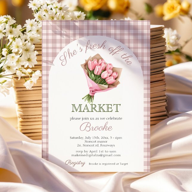 Pink floral fresh off the market Bridal Shower Invitation (Creator Uploaded)