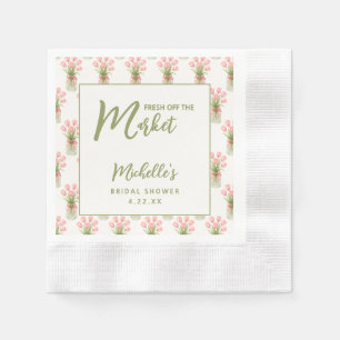 Pink Floral Fresh Off The Market Bridal Shower Napkin