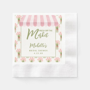 Pink Floral Fresh Off The Market Bridal Shower Napkin