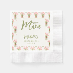 Pink Floral Fresh Off The Market Bridal Shower Napkin