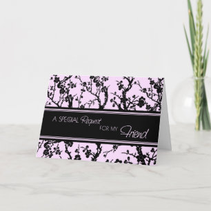 Pink Floral Friend Bridesmaid Invitation Card