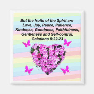 PINK FLORAL FRUITS OF THE SPIRIT GALATIANS 5 MAGNET