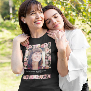 Pink Floral Funeral Memorial Photo T-Shirt