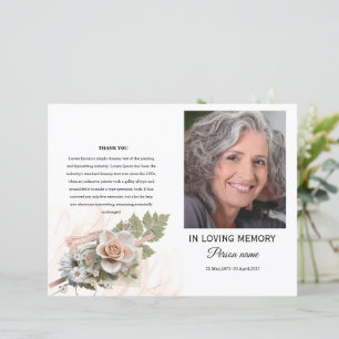 pink Floral Funeral Program Template