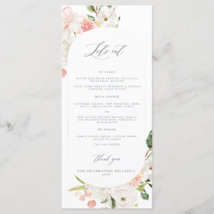 Pink Floral Garden 40th birthday Menu