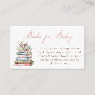 Pink Floral Garden Baby Shower Books for Baby Enclosure Card