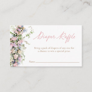 Pink Floral Garden Baby Shower Diaper Raffle Enclosure Card