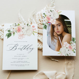 Pink Floral Garden Birthday Celebration Party Invitation