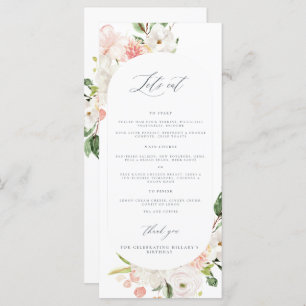 Pink Floral Garden Birthday Menu lady