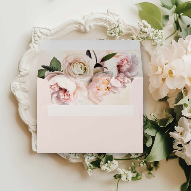 Pink Floral Garden Bridal Shower  Envelope (Blush Pink Floral Garden Bridal Shower Envlopes)