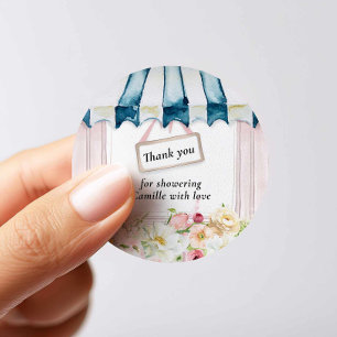 Pink Floral Garden Bridal Shower Thank you  Classic Round Sticker