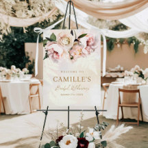  Pink Floral Garden Bridal Shower Welcome Sign