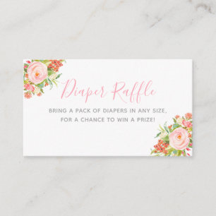 Pink Floral Garden Girl Baby Shower Diaper Raffle Enclosure Card