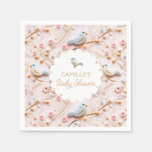 Pink Floral Garden Girl Baby Shower Napkin