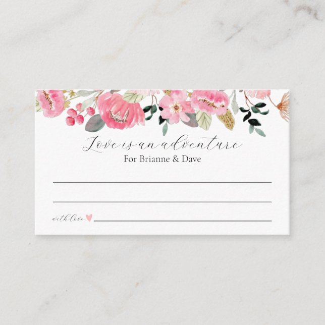 Pink Floral Garden Honeymoon Ideas Enclosure Card (Front)