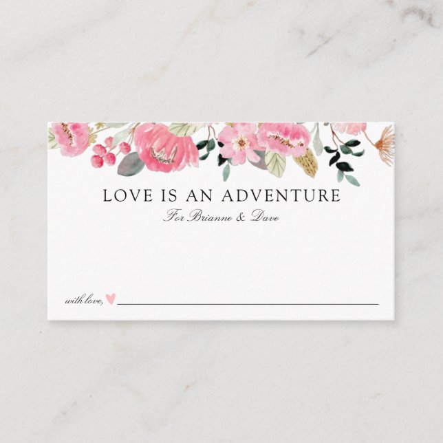 Pink Floral Garden Honeymoon Ideas Enclosure Card (Front)