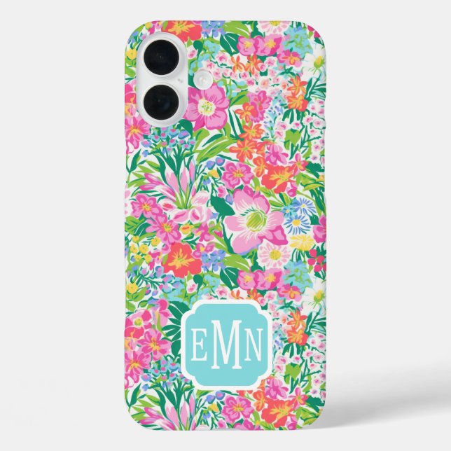 Pink Floral Garden Monogrammed Case-Mate iPhone Case (Back)