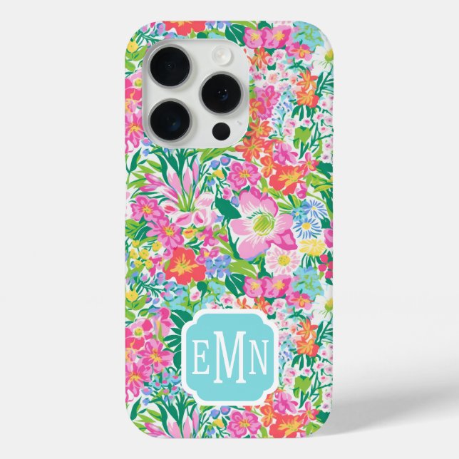 Pink Floral Garden Monogrammed Case-Mate iPhone Case (Back)