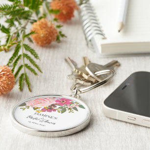 Pink Floral Garden Spring Bridal Shower  Key Ring