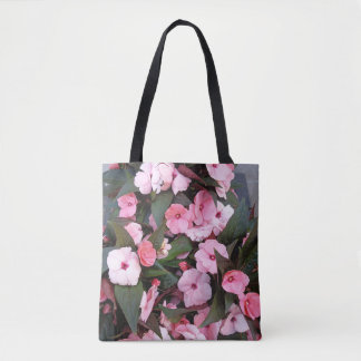 Pink Floral Garden Tote Bag | Botanical Flower Reu