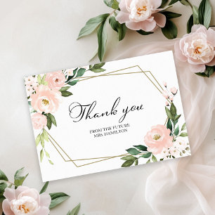 Pink Floral Geometric Bridal Shower Thank You